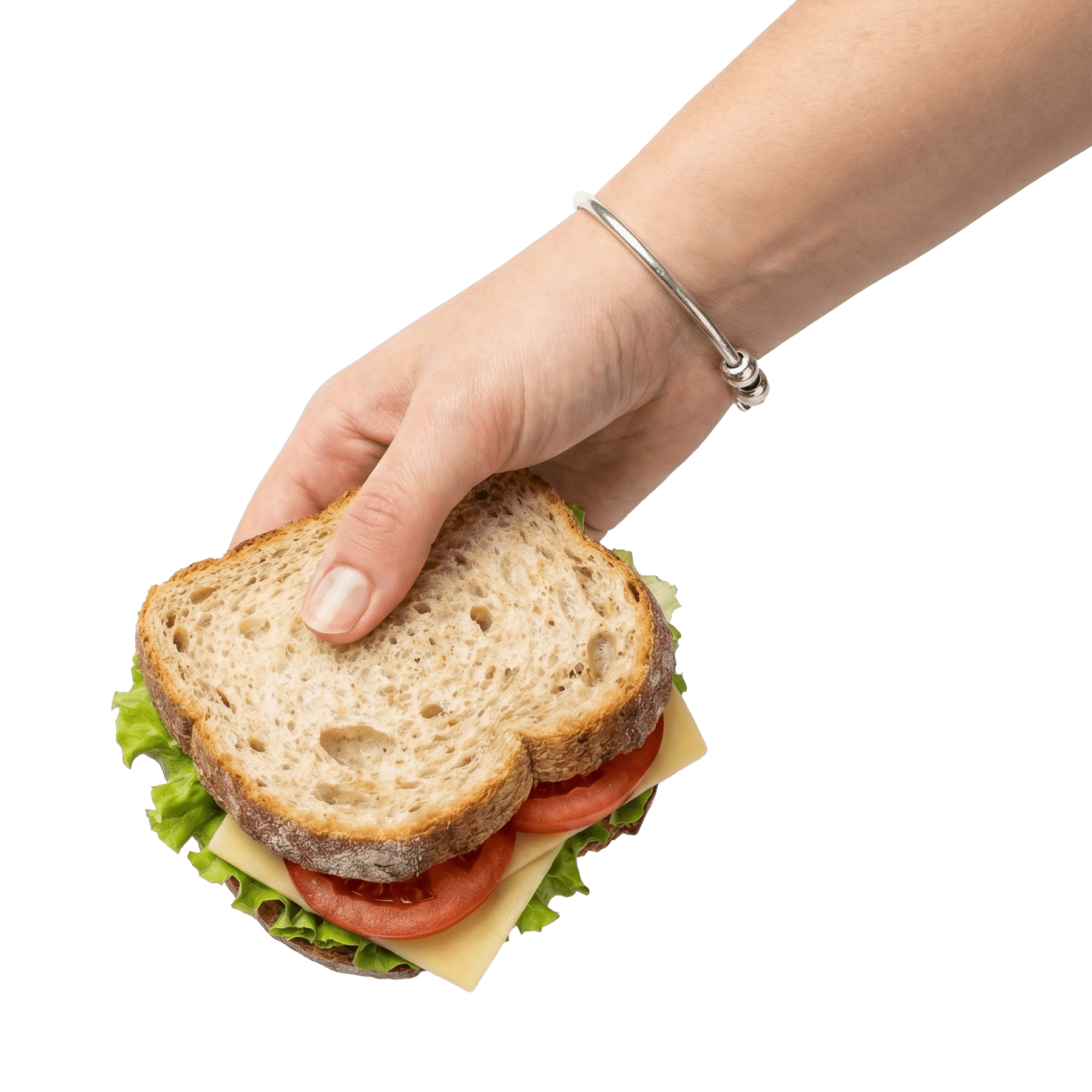 Fitto sandwich held in hand, detail shot